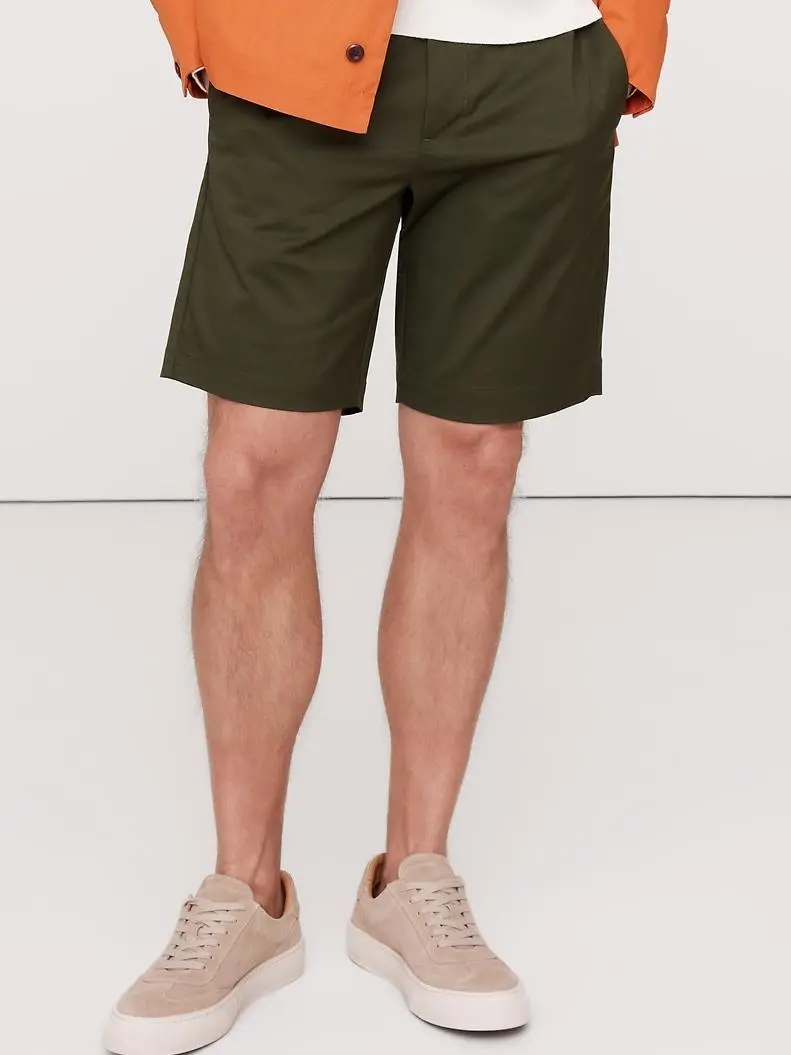 Men's  Olive Green Polyester Blend Shorts