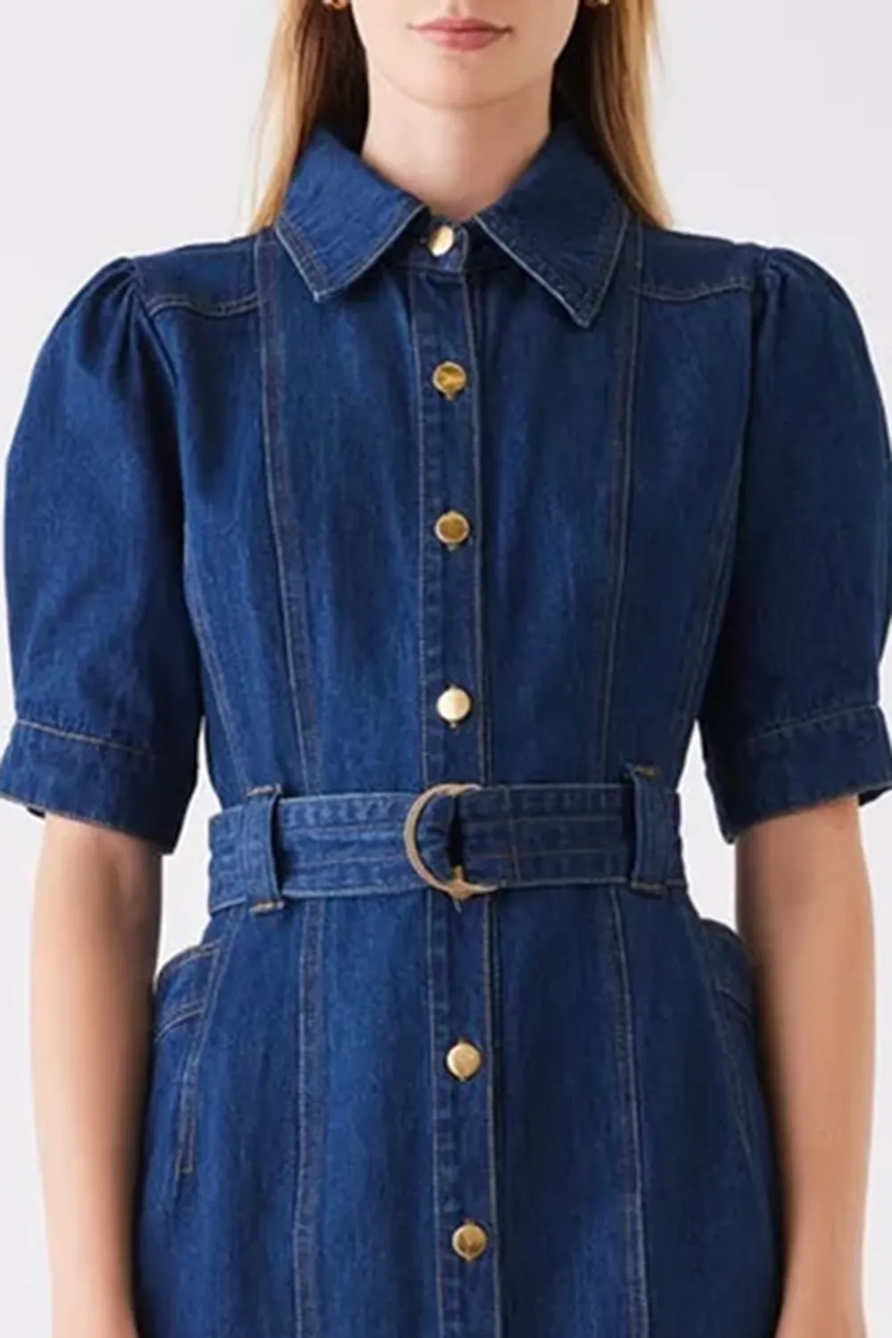Indigo Belted  Mini Denim Dress