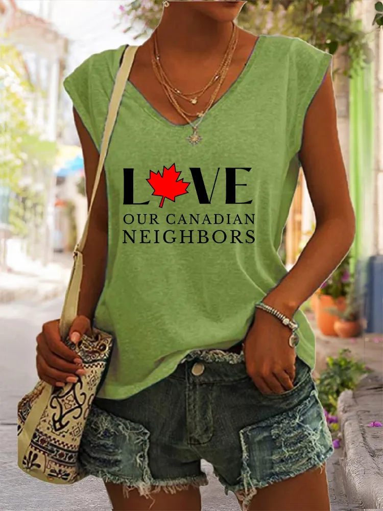 Women's Love Our Canadian Neighbors V-neck Vest