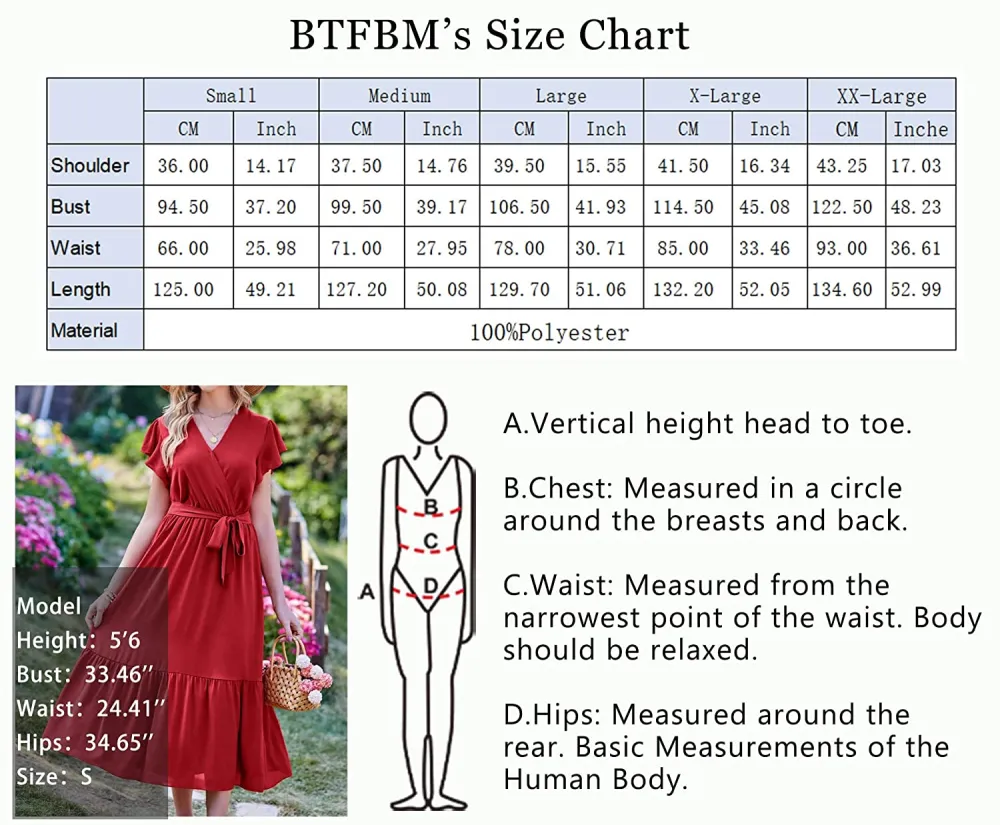 Women Summer Bohemian Floral Casual Wrap V Neck Ruffle Cap Sleeveless Belt A-Line Pleated Hem Swing Midi Sun Dress