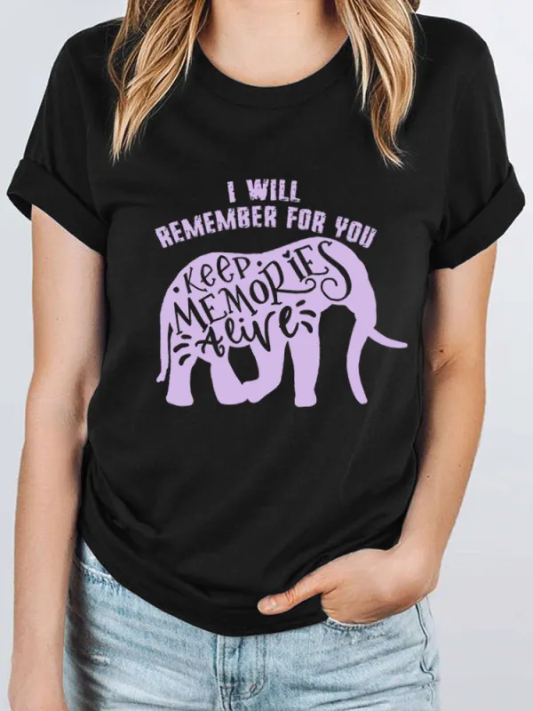 I Will Remember For You Purple Elephant Alzheimers Awareness Women'S T Shirt