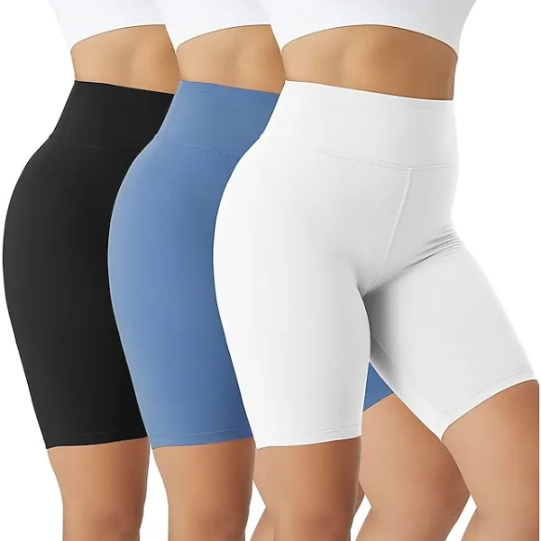 Women's Yoga Shorts Biker Shorts Workout Shorts 3 Pack Tummy Control Butt Lift Quick Dry High Waist Yoga Fitness Gym Workout Shorts Bottoms Black+White+Navy Blue Black+Grey+Navy Blue Black+Pink+Green