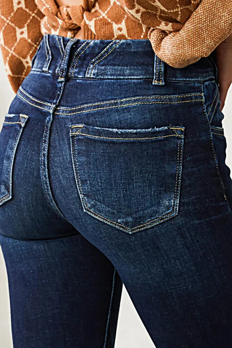 Raw Hem Button Up Mid Rise Skinny Jeans