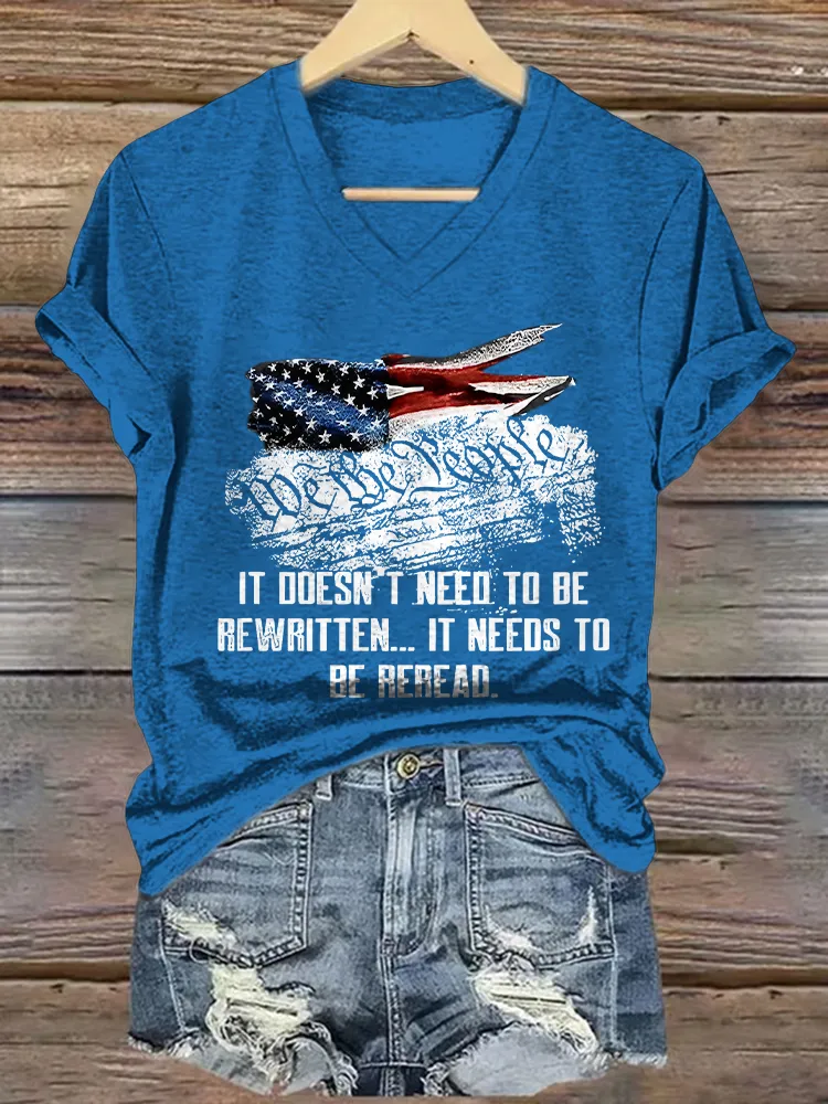 Women's We The People 1776 Print Short Sleeve Round Neck Cotton T-Shirt