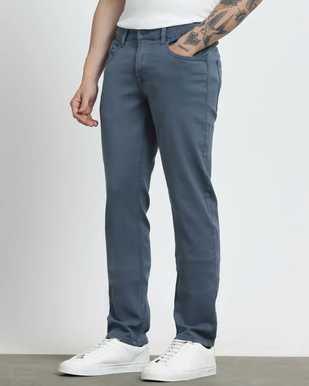 Classic Versatile And Comfortable Straight Blue Grey Jeans