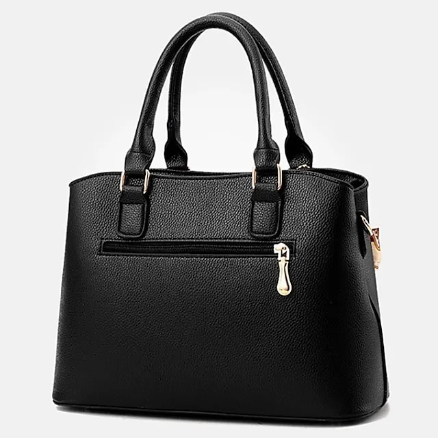 Women's Handbag Crossbody Bag Satchel Top Handle Bag PU Leather Daily Zipper Pom-pom Solid Color Wine Black Pink