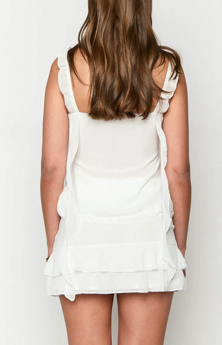 White Layered Mini Skirt