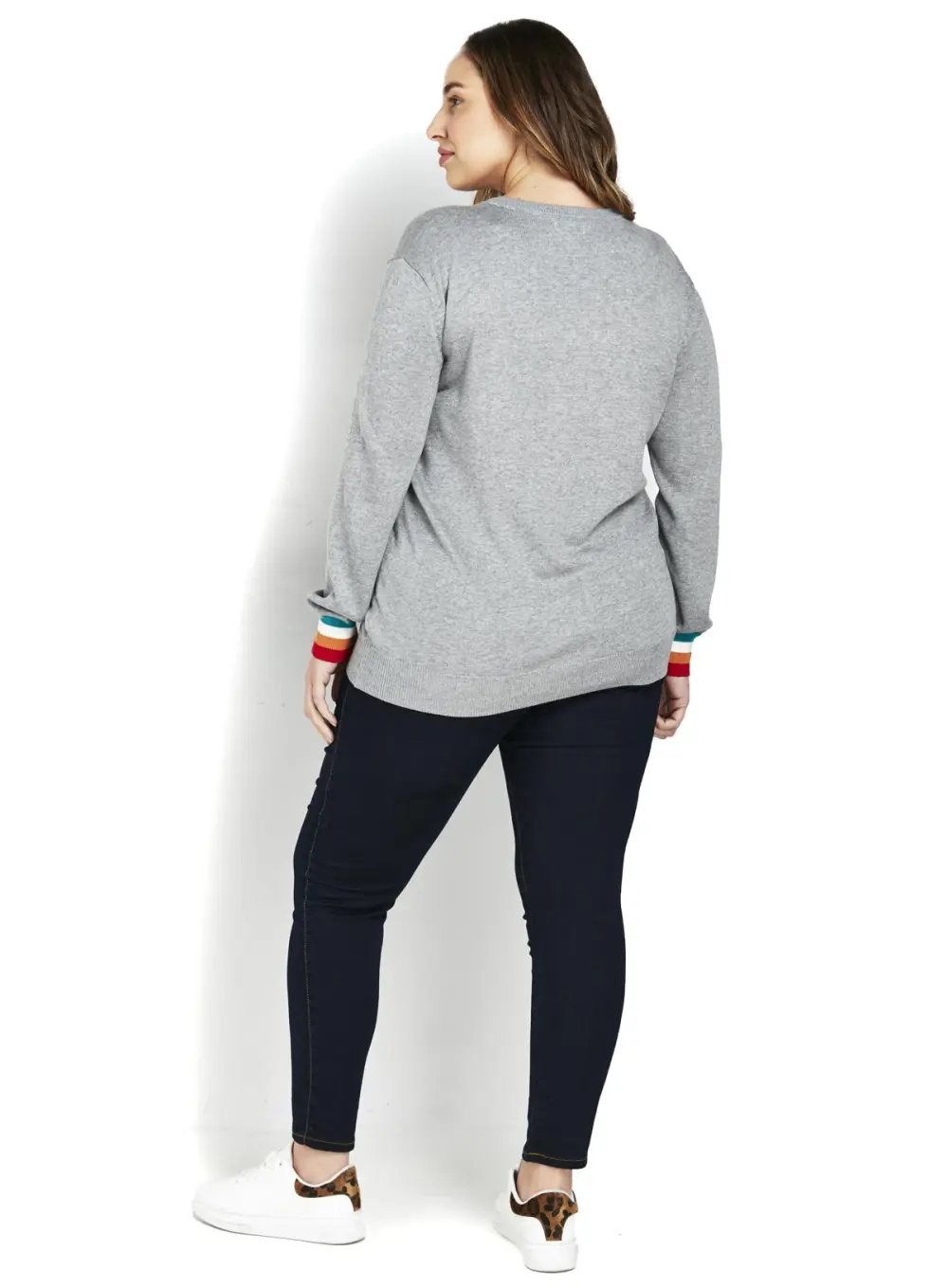 Evans Grey 'Amour' Embroidered Jumper