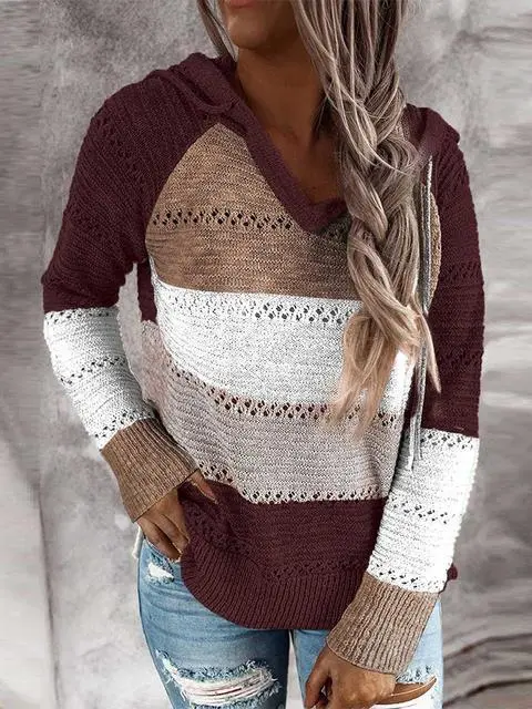 Hollow Out Knitted Lightweight Casual Long sleeve Tops