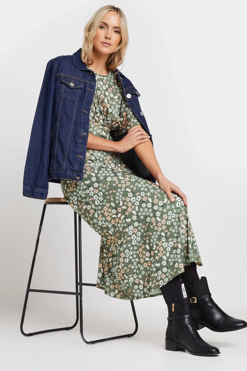 LTS Tall Navy Blue Floral Midi Dress