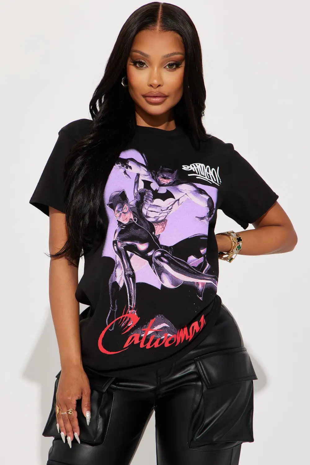 Catwoman And Batman Graphic Tee - Black
