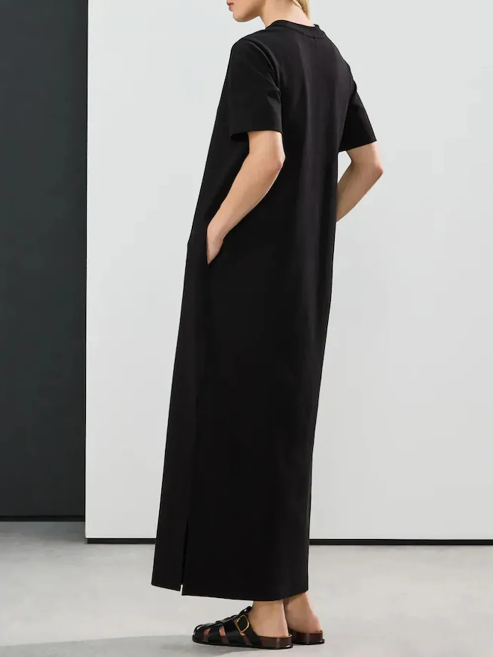 Casual Versatile Solid Color Crew Neck T-Shirt Dress