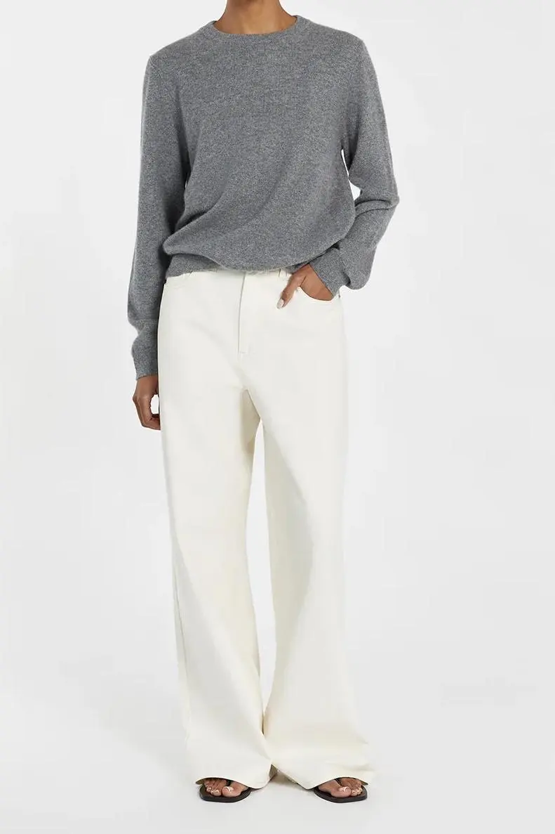 GREY CASHMERE KNIT JUMPER