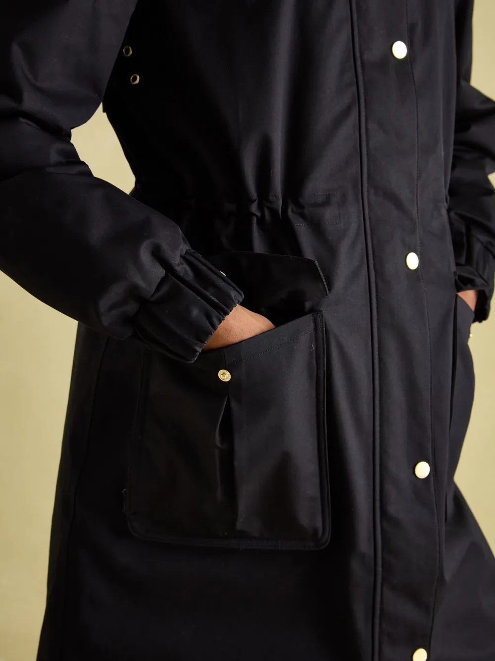 Cosy Black Waterproof Fleece Lined Raincoat