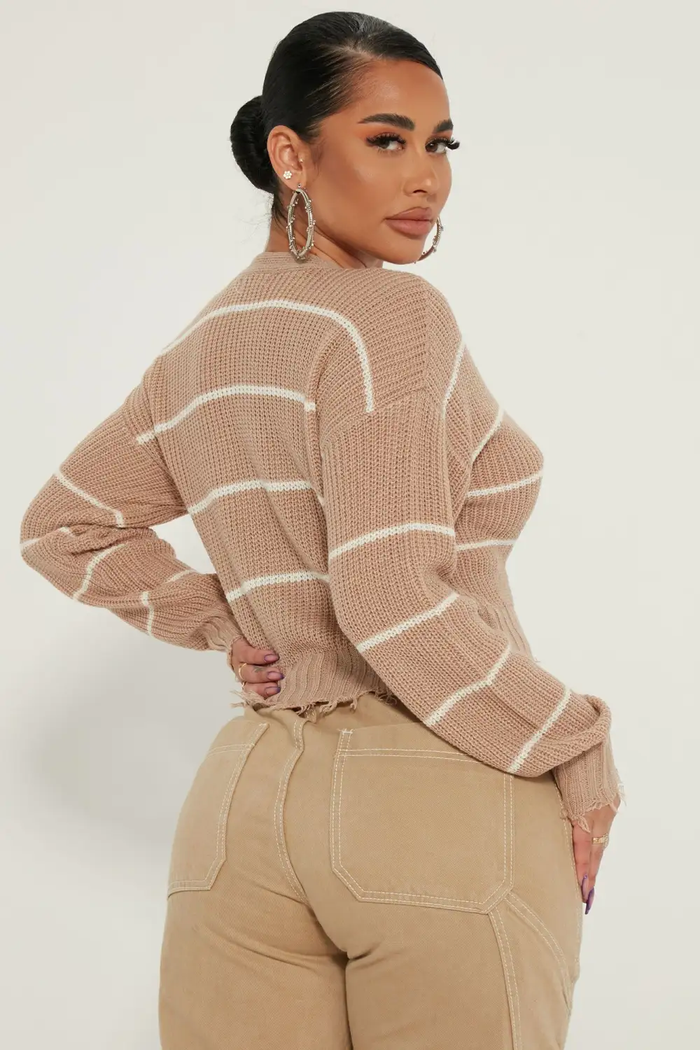 Seeing Stripes Cardigan - Taupe/combo