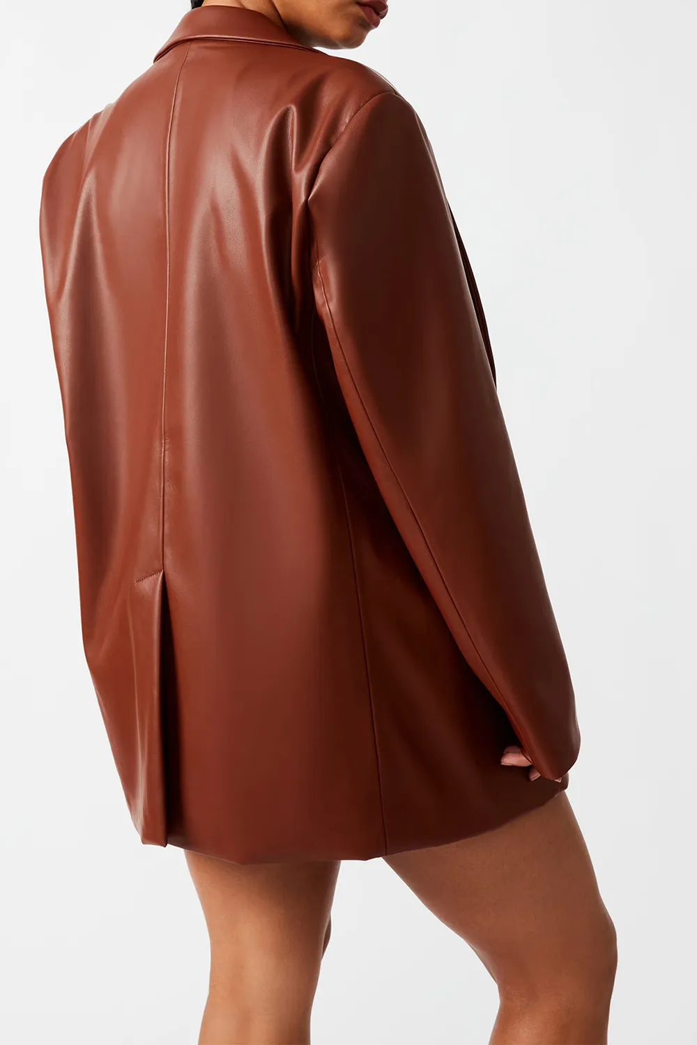 FAUX LEATHER BLAZER BLACK