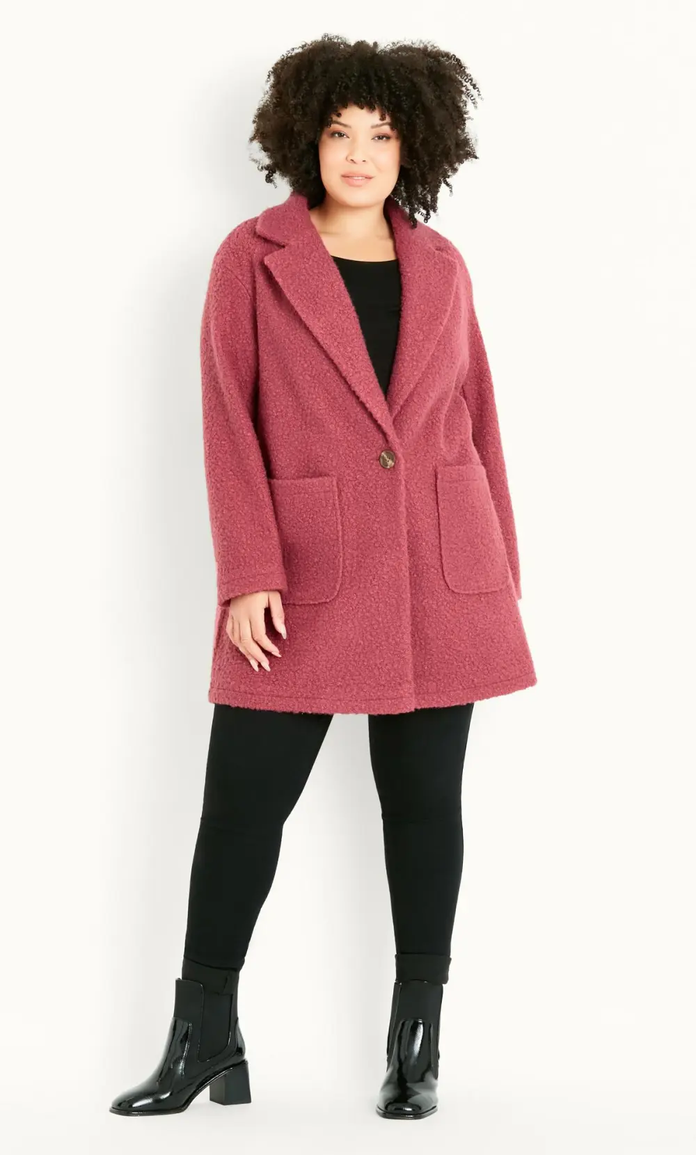 Evans Pink Boucle Coat
