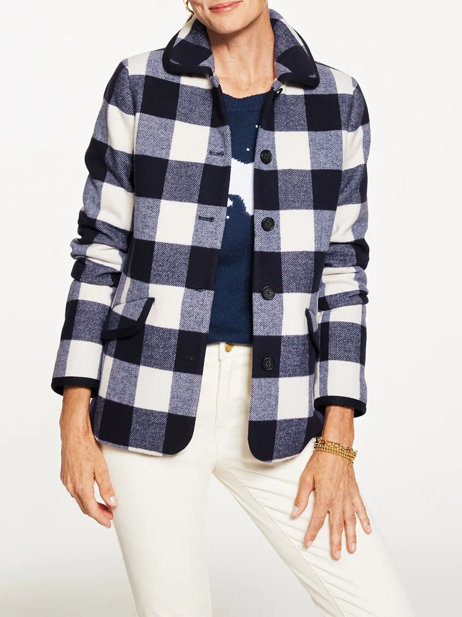 Women's Retro Revival Gradient Checkered Jacket