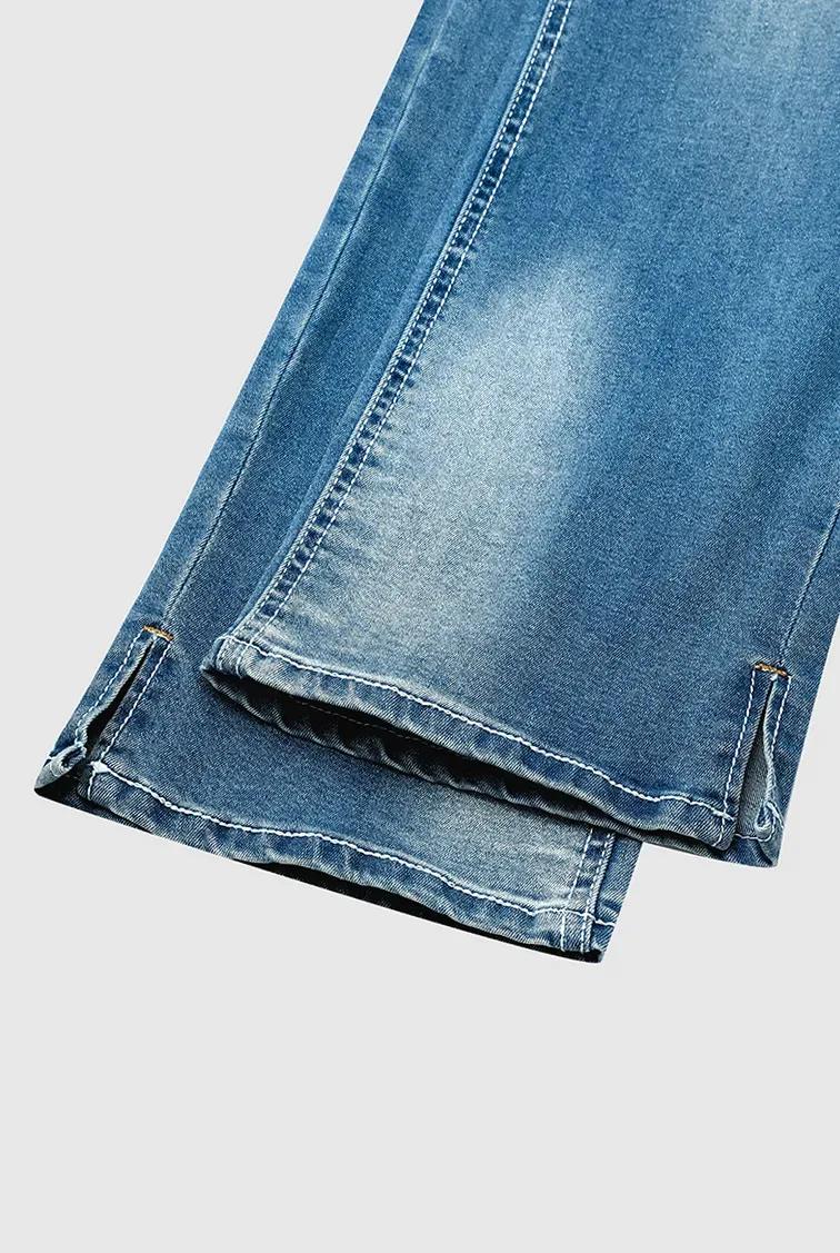 Washed Split Hem Mid Rise Bootcut Jeans