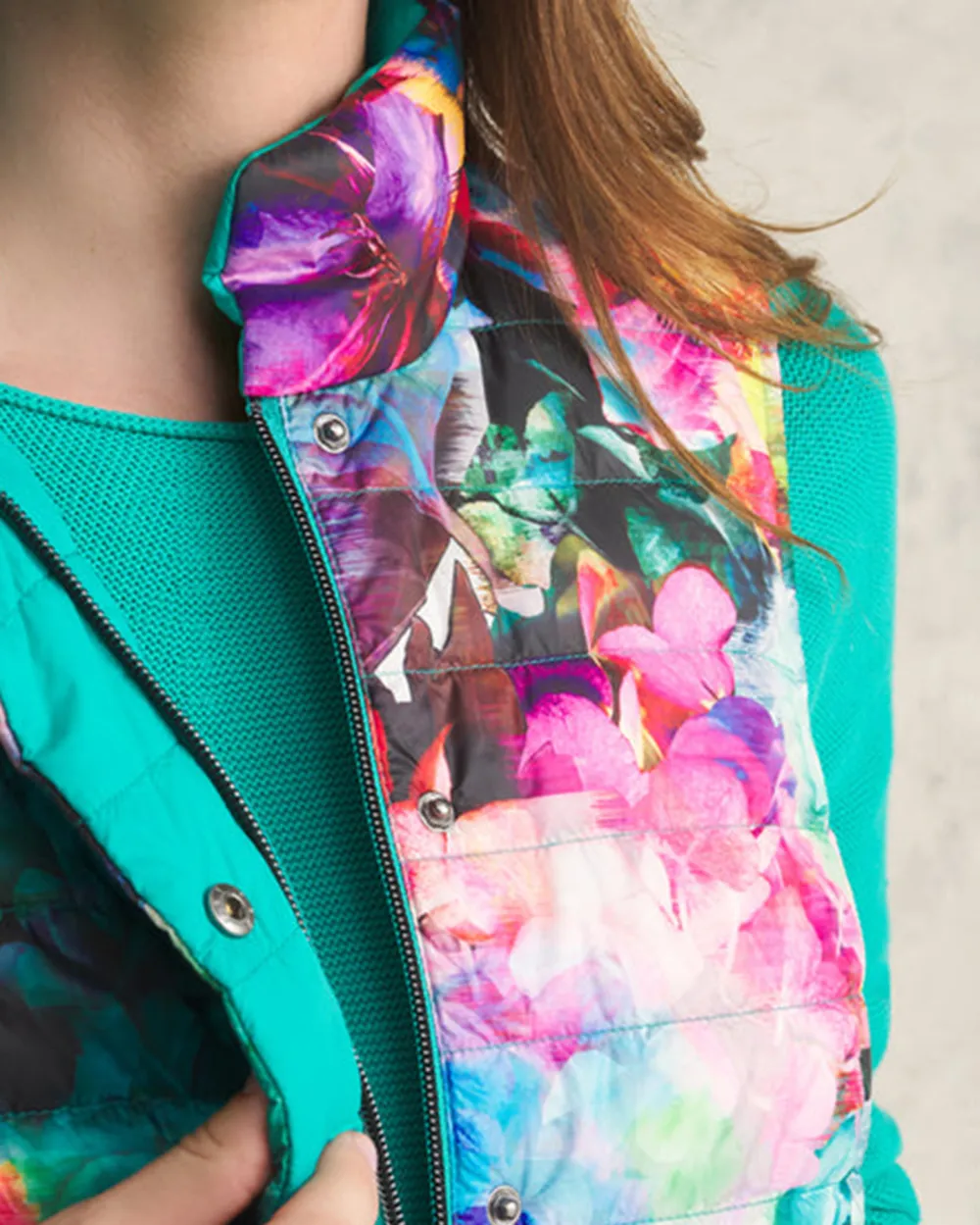 Floral Print Quilted Vest