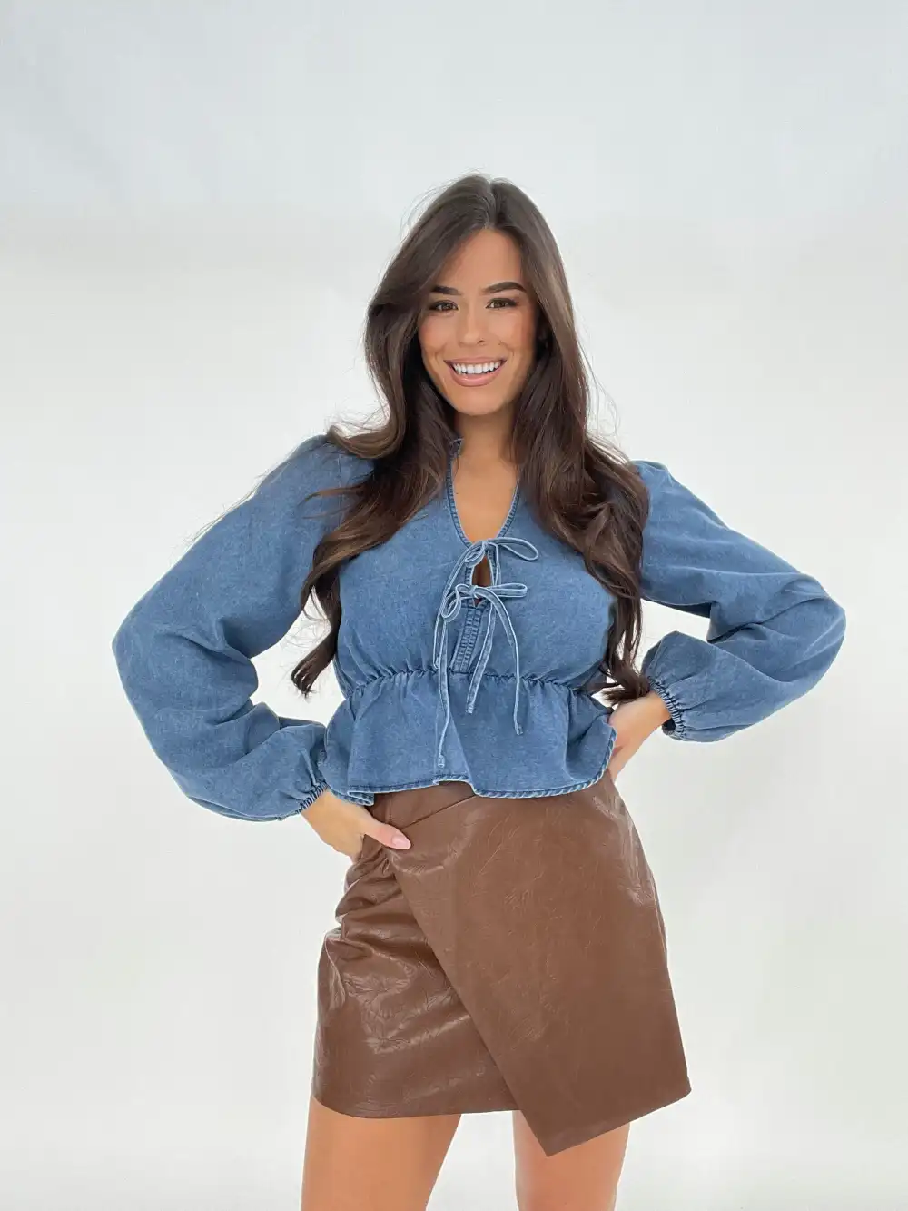 Denim Drop Waist Tie Top