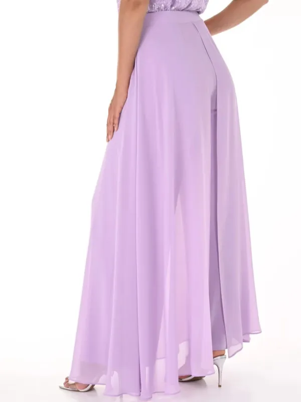Lilac Sheer - Sleeve Wide - Leg Pants