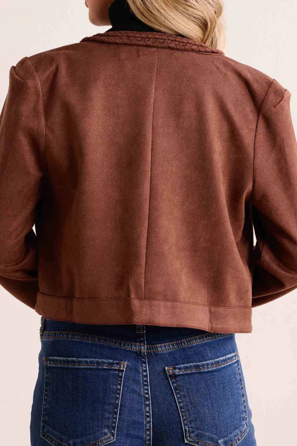 Brown Braided Detail Cropped Jacket