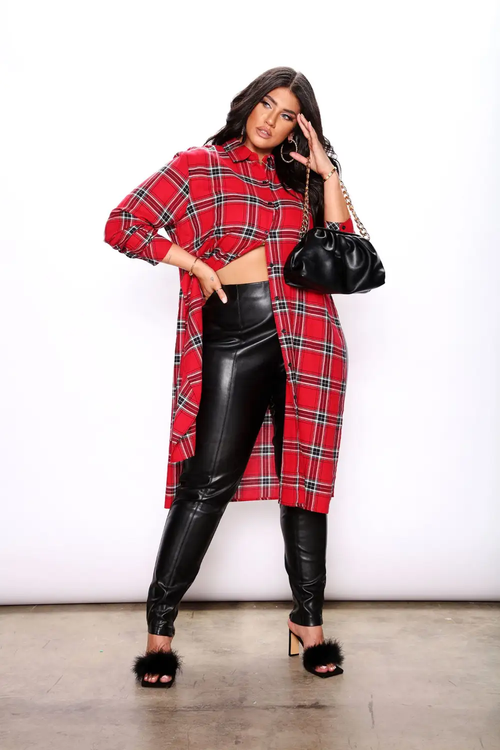 Self Love Maxi Plaid Top - Red/Combo