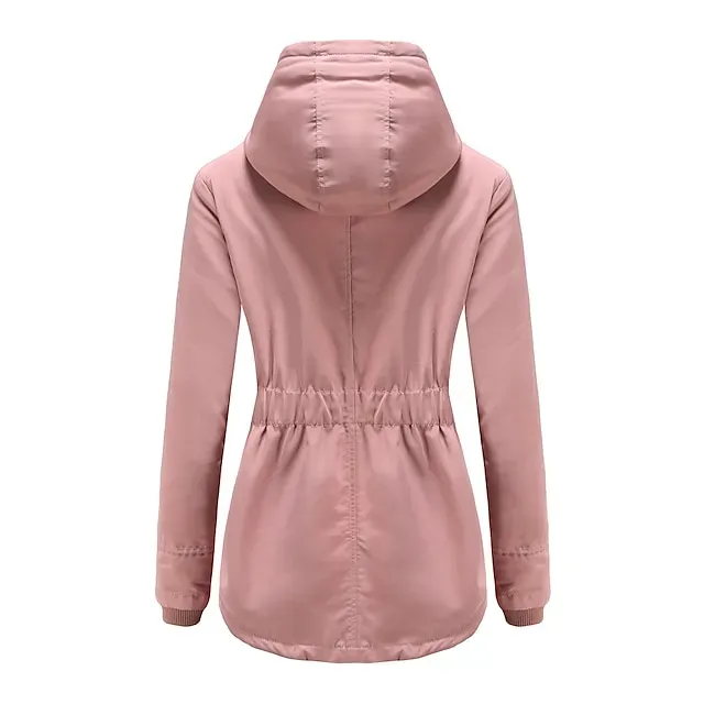 Women's Parka Waterproof Puffer Jacket Thermal Warm Heated Coat Fleece Lined Winter Coat Windproof Outdoor Zip up Hooded Coat Sports Hiking Jacket Purple Pink