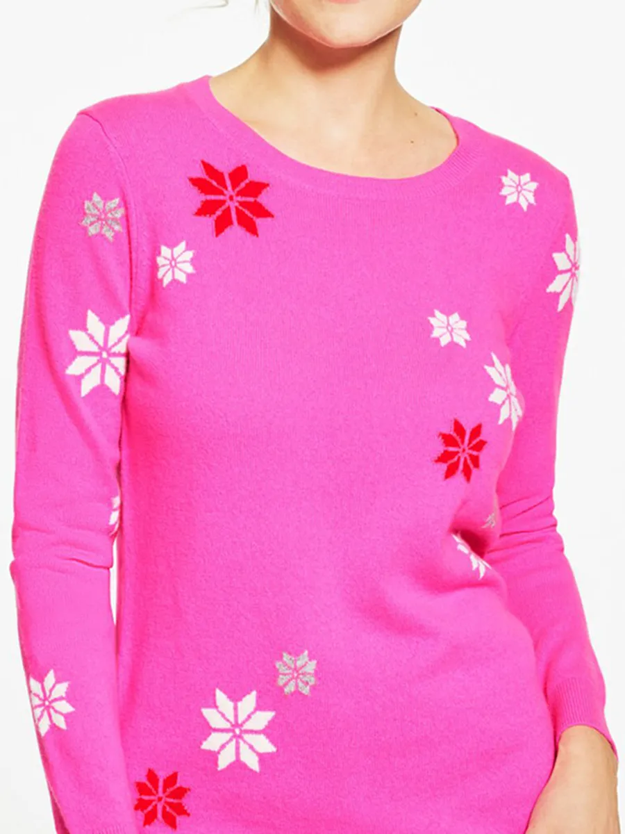 Lady'S Snowflake Pattern Fashionable Cashmere Sweater