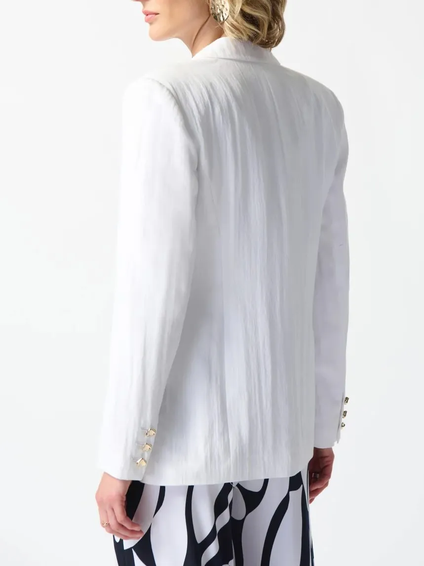 Crisp White Fitted Woven Blazer