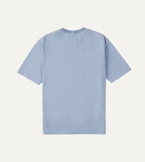 Casual Style Light Indigo Cotton Crew Neck Hiking T-Shirt