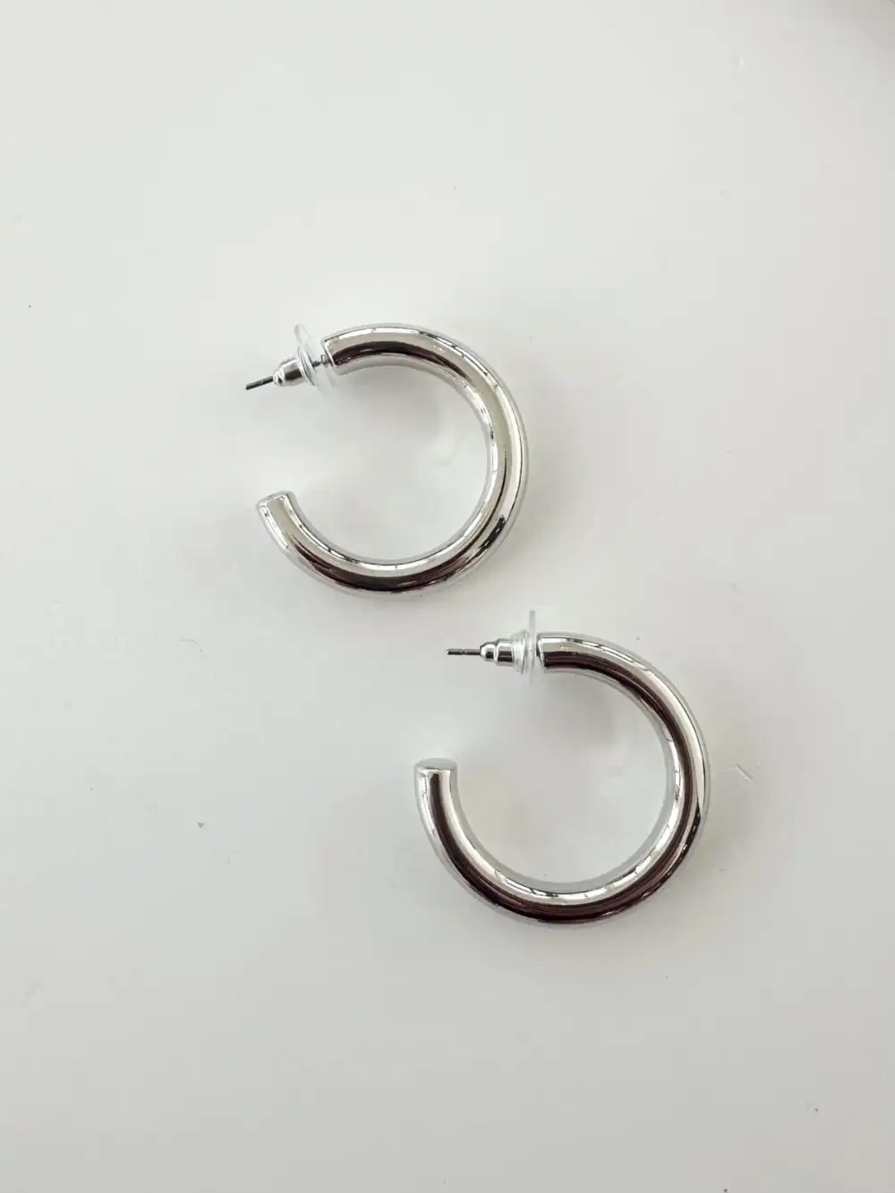 Silver Tube Hoop Earrings
