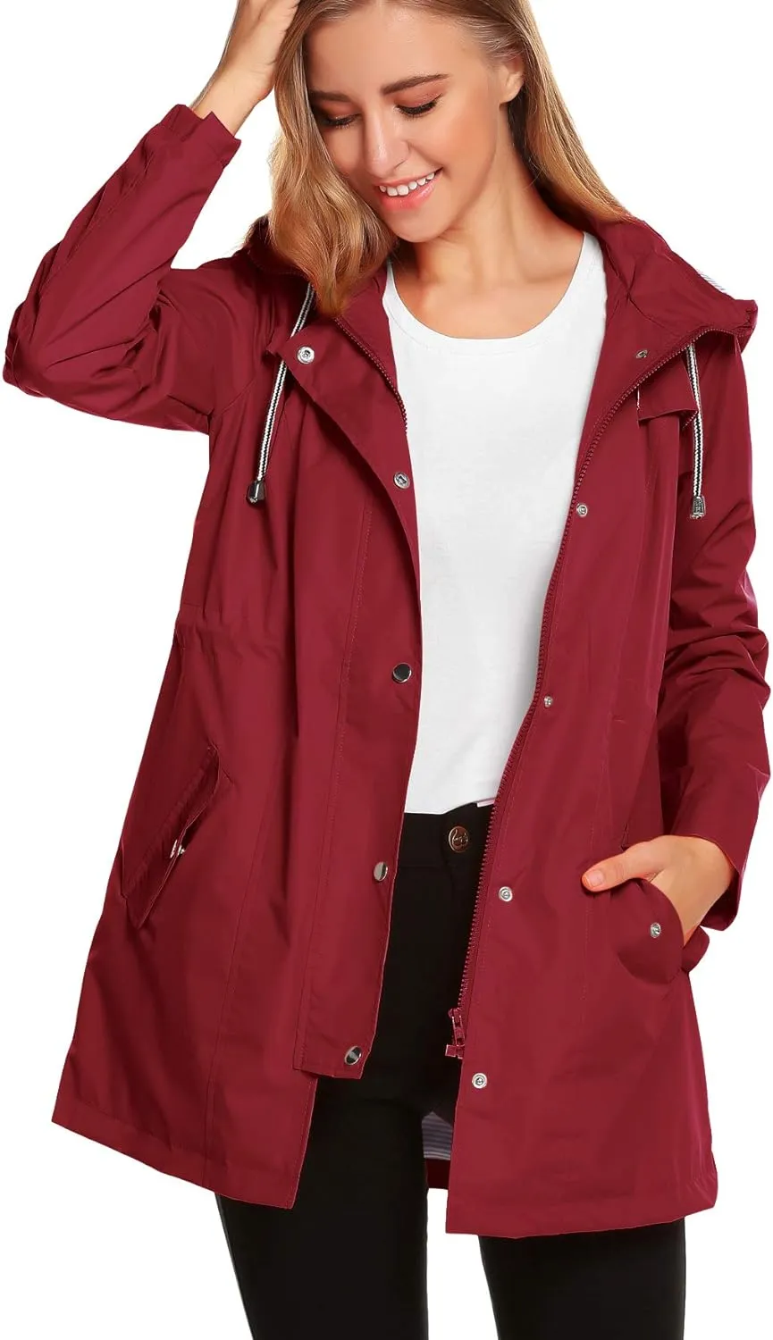 Womens Lightweight Hooded Waterproof Active Outdoor Rain Jacket S-XXL