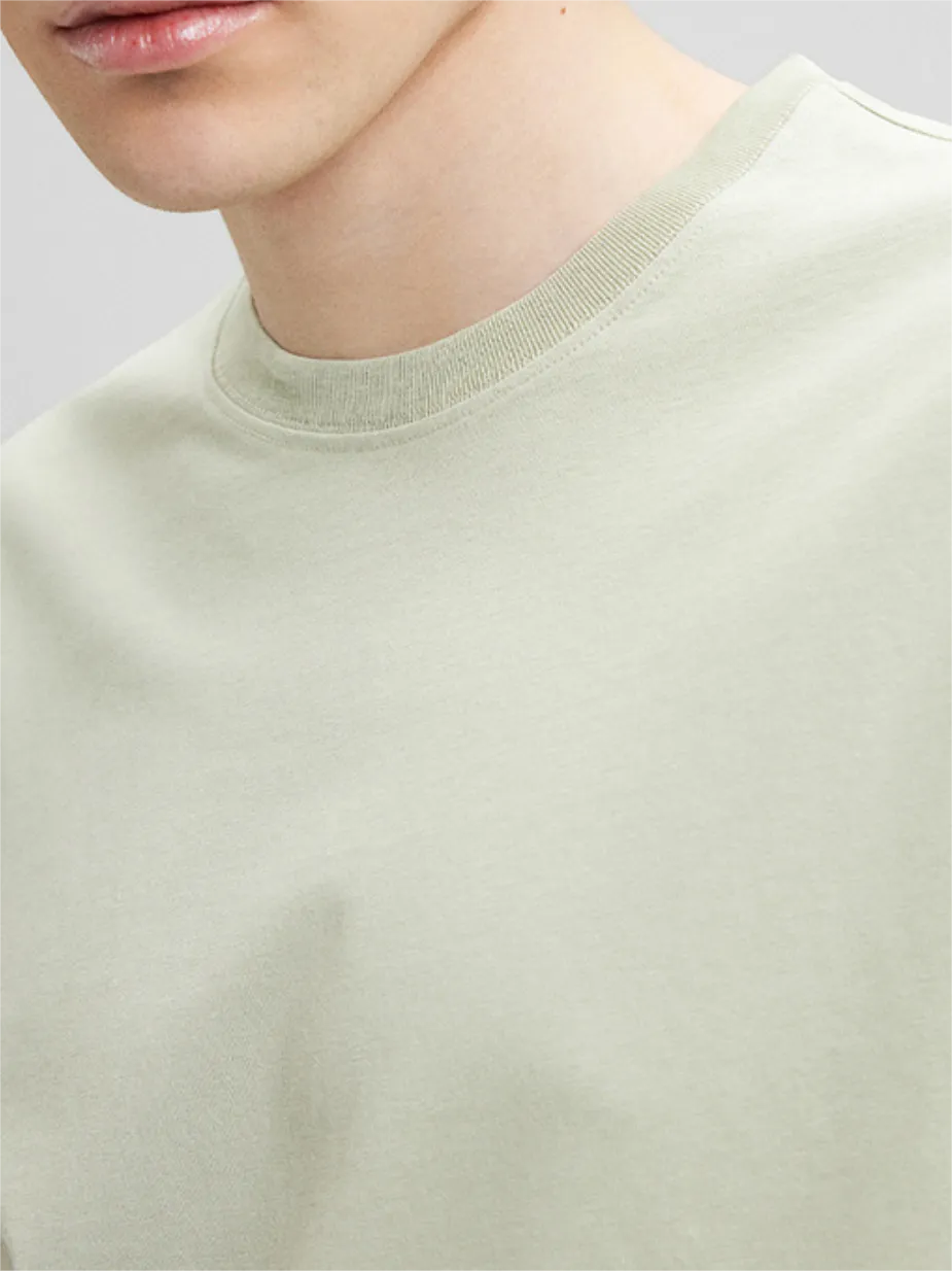 Light Khaki Short - Sleeve Crew Neck Tee