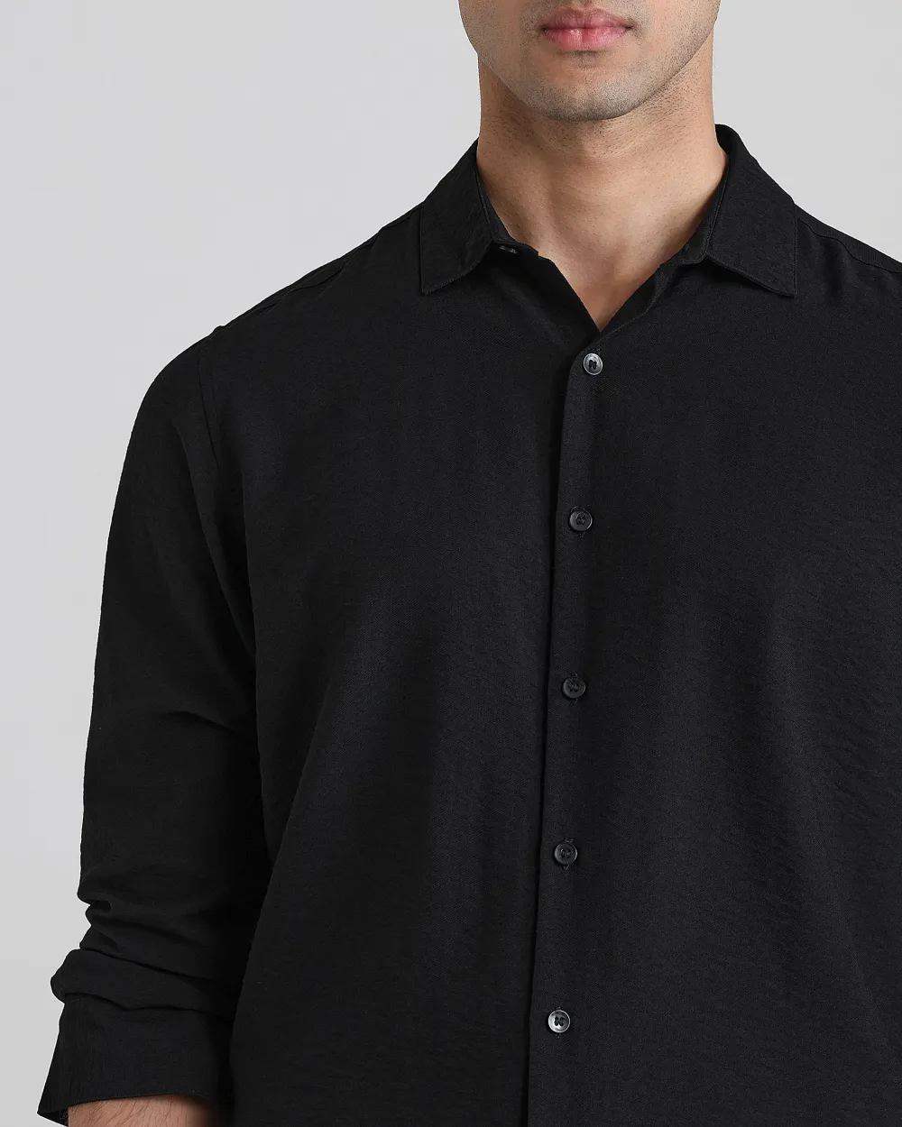 Leisure Simple Comfortable Slim-Fit Breathable Black Shirt