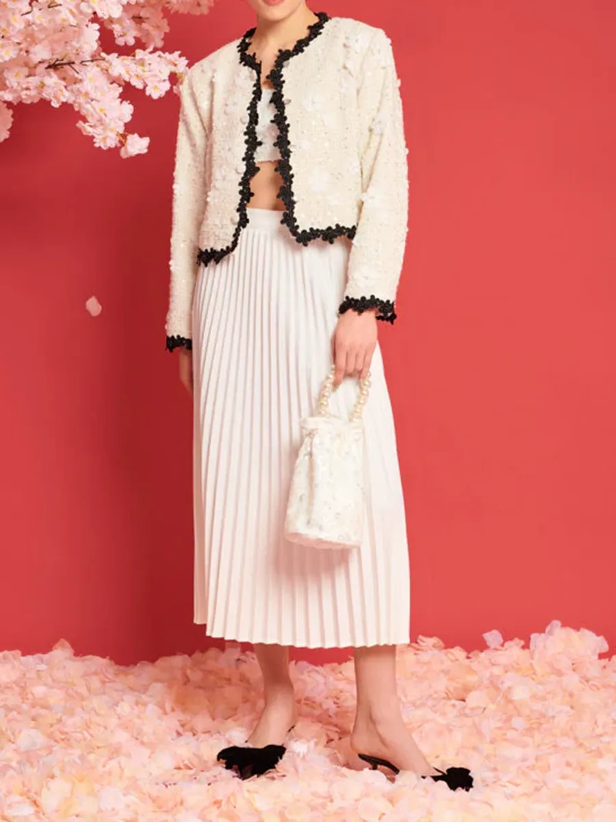 Casual Enflower Tweed Jacket