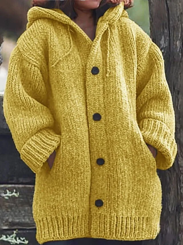 Women's Plus Size Winter Coat Coat Button Pocket Solid Color Outdoor Causal Long Sleeve Hooded Regular Winter Fall Green Black Blue L XL XXL 3XL 4XL