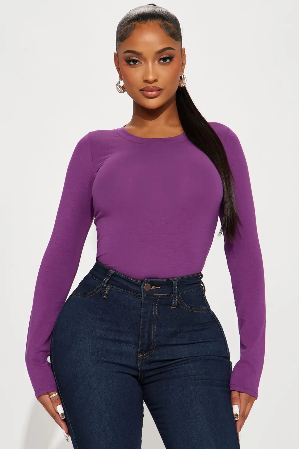 Julia Long Sleeve Top - Purple Dust