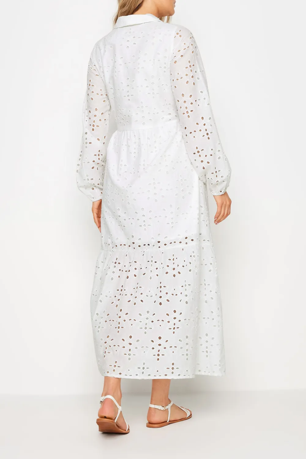 White Casual Style Maxi Shirt Dress