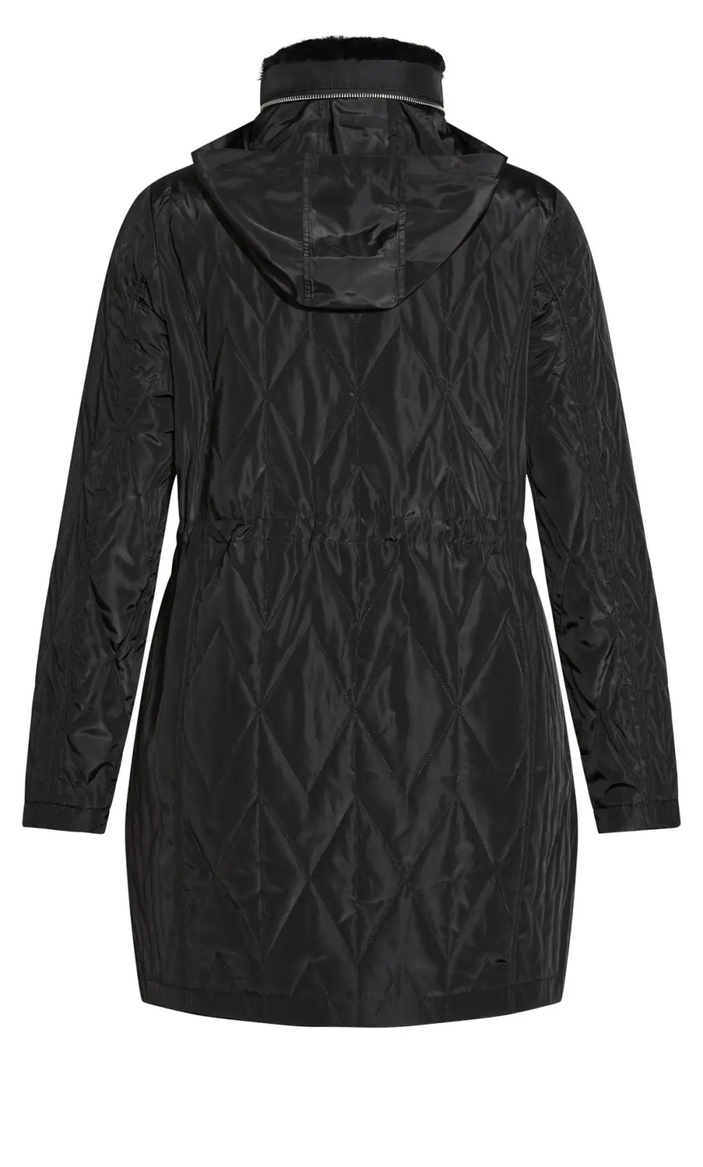 Evans Black Quilted Parka Coat