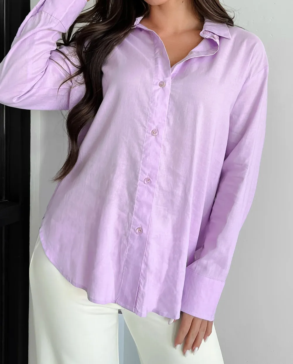 Purple Casual Linen Shirt