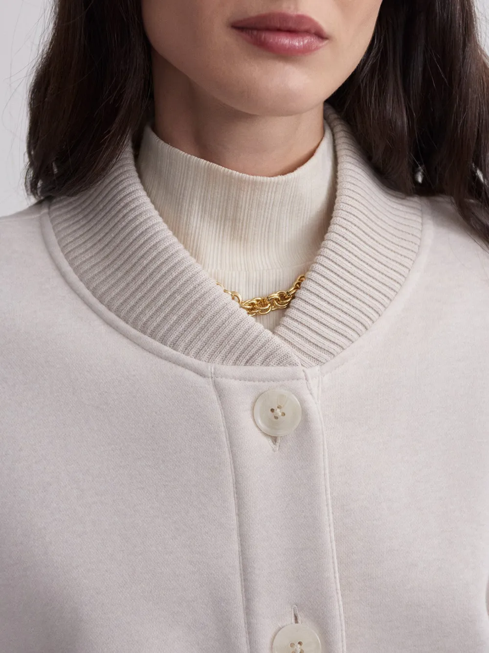 Elegant Turtleneck Buttoned-Cardigan Sweatshirt