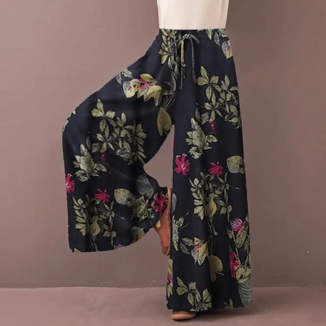 Women's Culottes Wide Leg Gauchos Pants Trousers Full Length Side Pockets Baggy Mid Waist Fashion Casual Weekend Yellow Red S M Summer Spring &  Fall