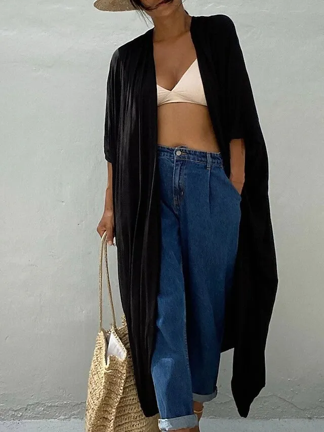 Women's Swimwear Cover Up Beach Top Normal Swimsuit Lace up Pleated UV Protection Pure Color Black White Red Royal Blue Beige V Wire Bathing Suits New Vacation Holiday