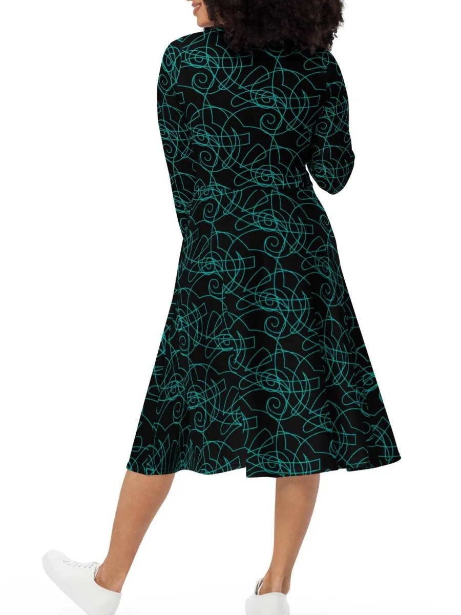 Geometric Line Print Dress