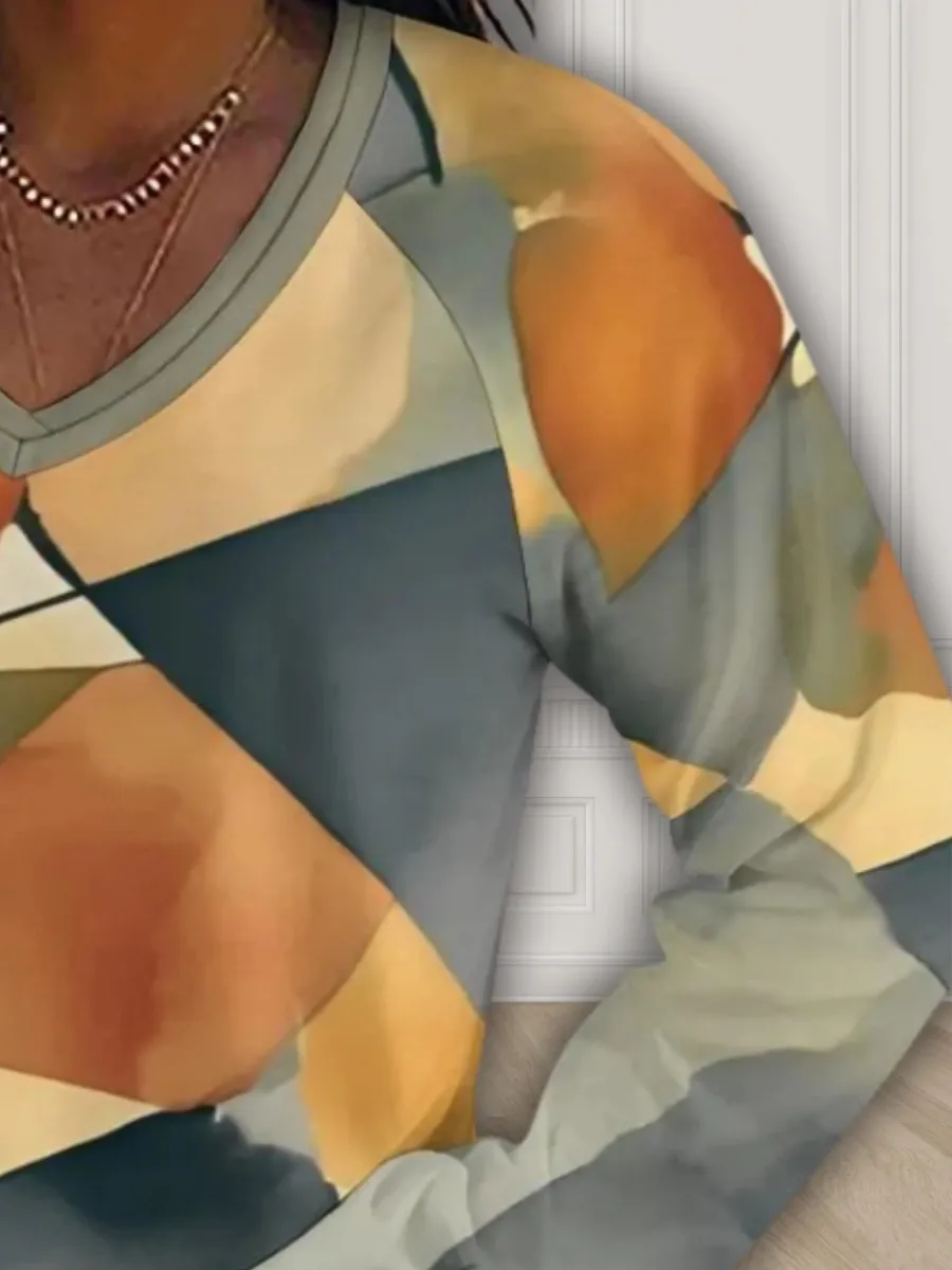 Geo Watercolor Long Sleeve T-Shirt