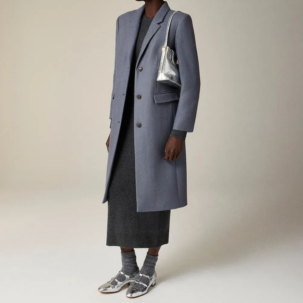 Lapel topcoat wool-blend