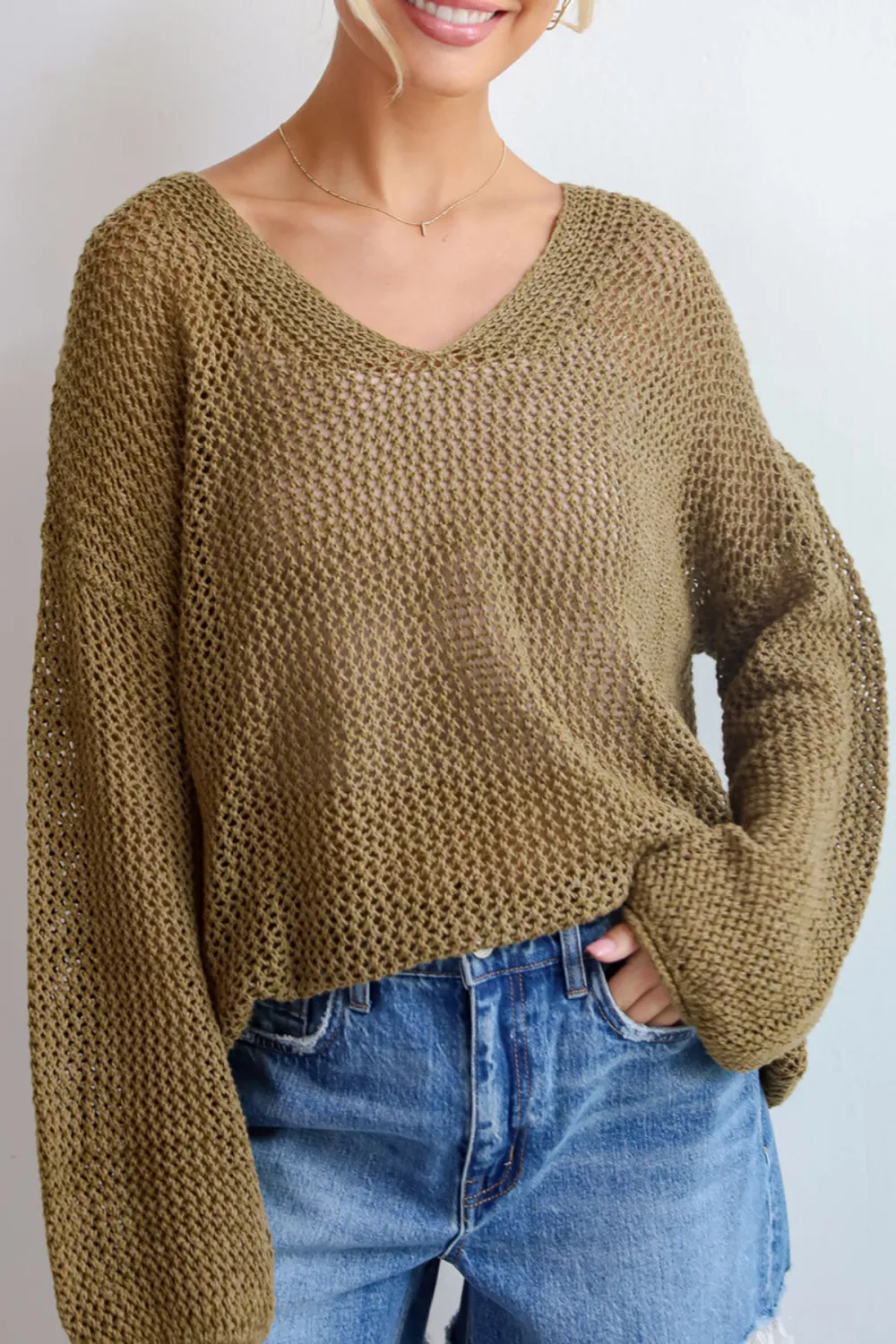 Relaxed Attitude Open Knit Sweater