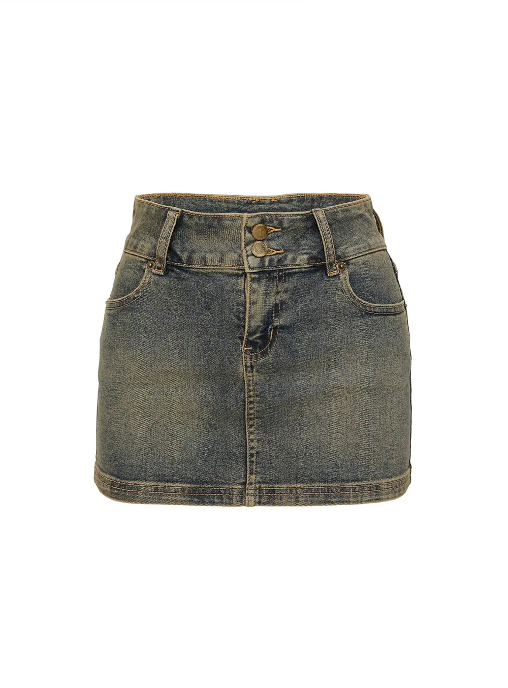 Low Rise Pocket Denim Mini Skirt